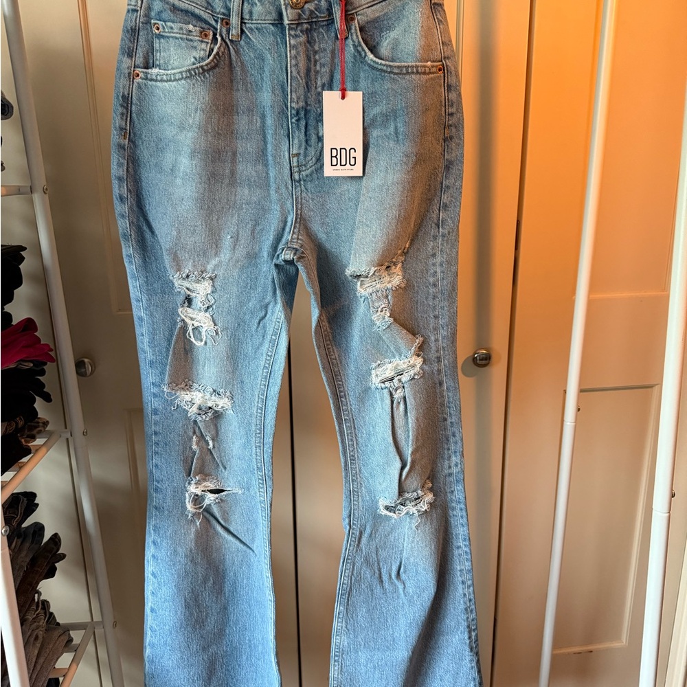 Women's Distressed Blue Jeans